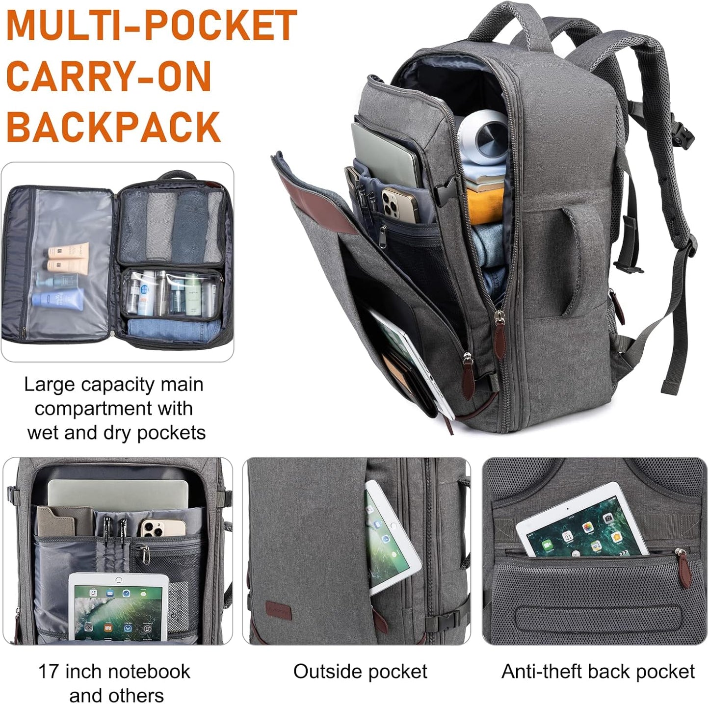 LOVEVOOK Travel Backpack with Packing Cubes