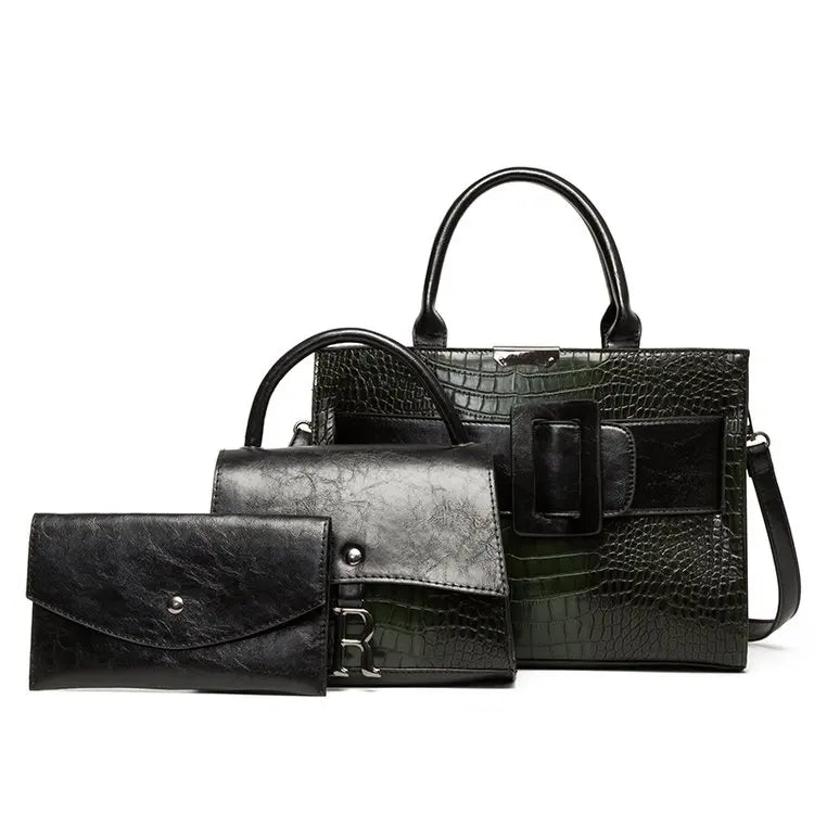 3 Piece Crocodile Pattern PU Leather Set