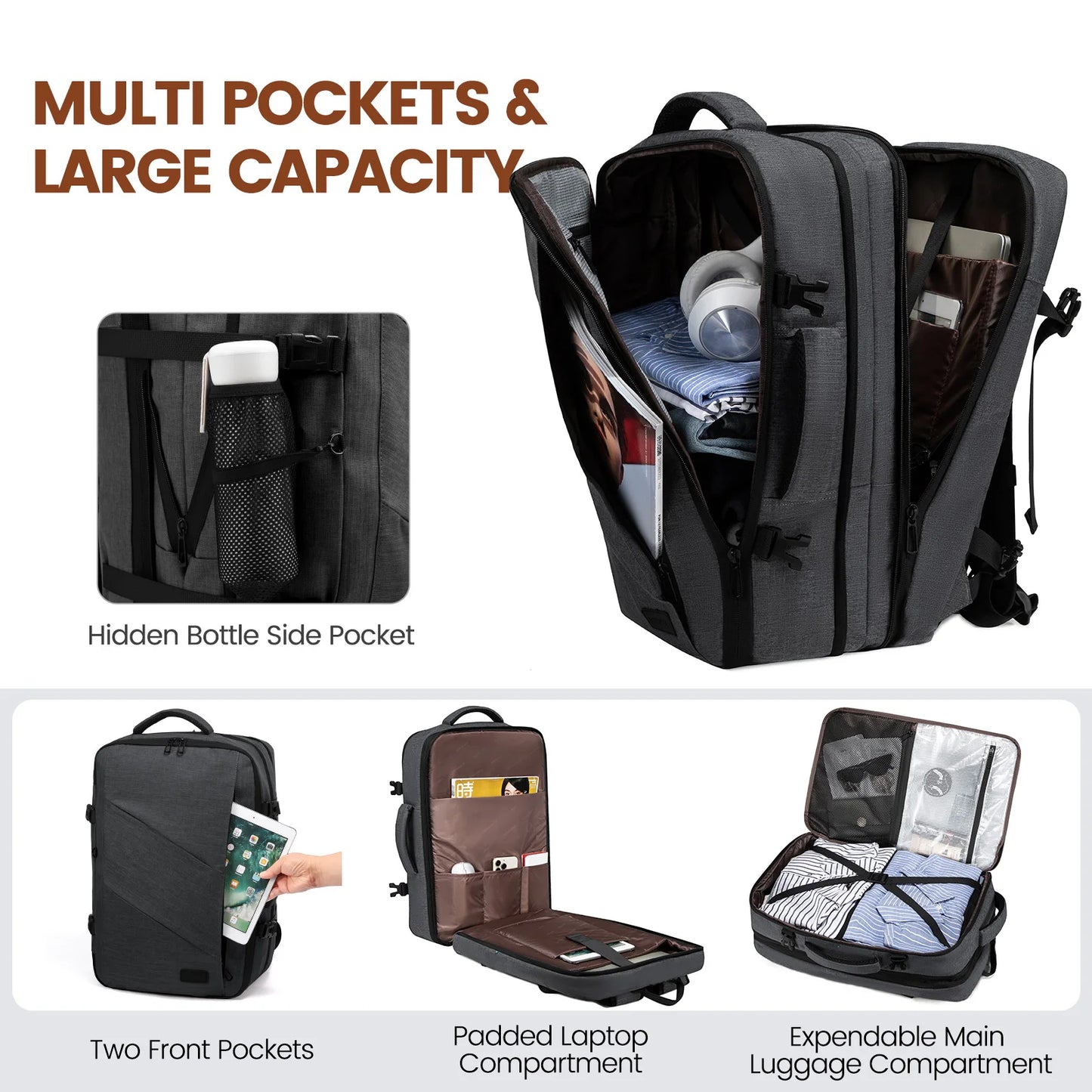 LOVEVOOK Large Travel Backpack with Packing Cubes
