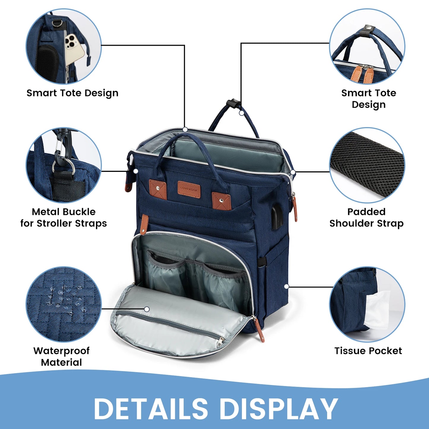 LOVEVOOK Baby Diaper Bag With Changing Station