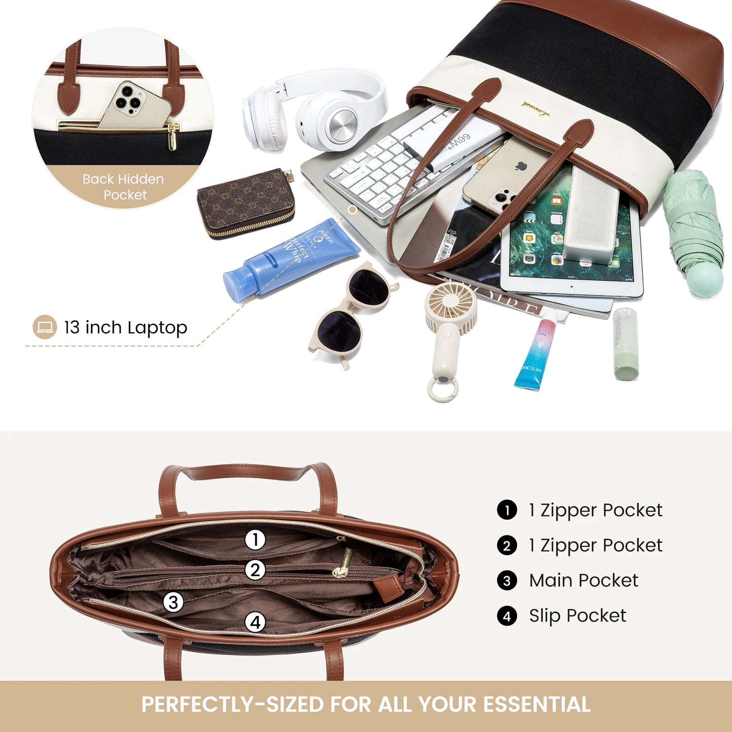 LOVEVOOK Designer PU Leather 3 Piece Set