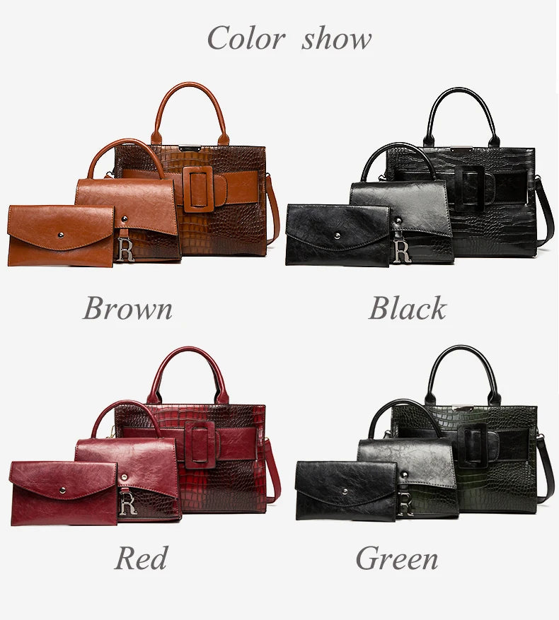 3 Piece Crocodile Pattern PU Leather Set