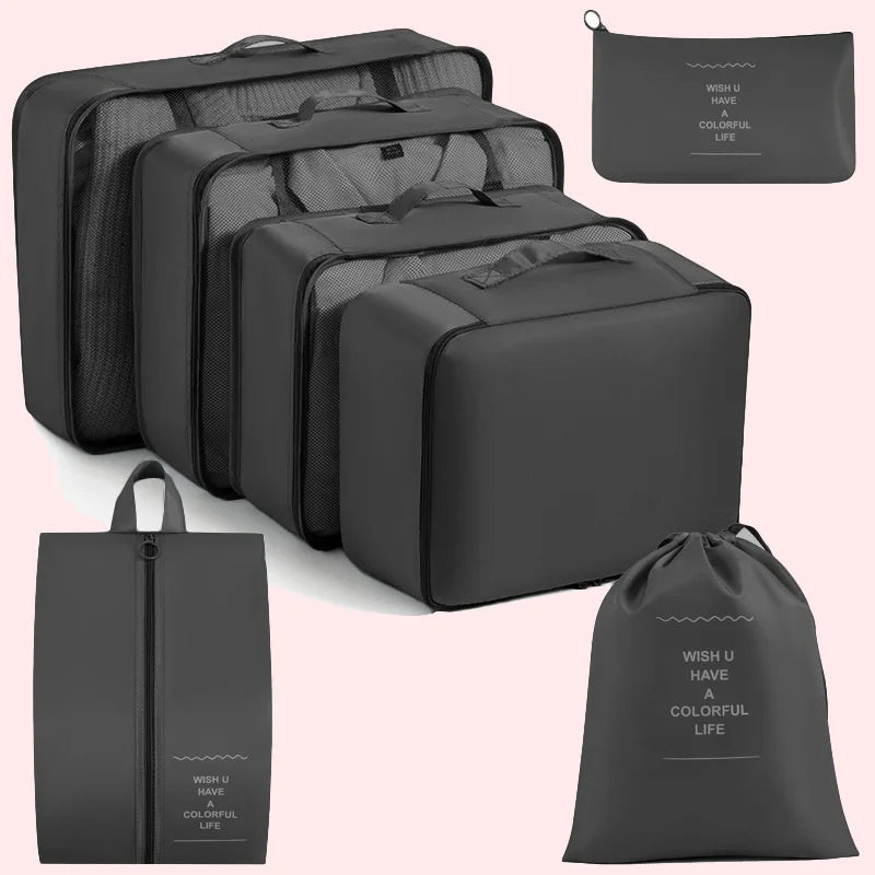 Multifunctional 7 Piece Packing Cube Travel Organizer