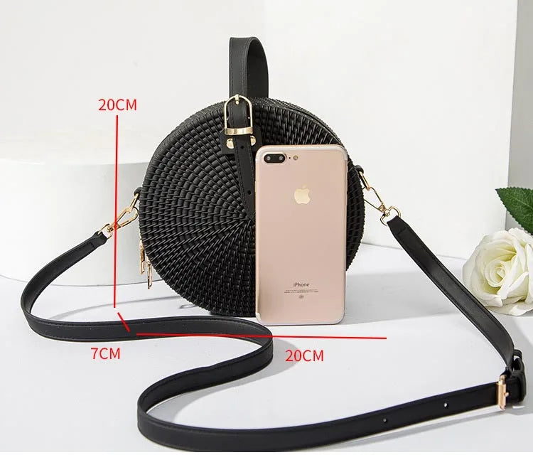 Latest One-Shoulder Diagonal Woven Round Bag