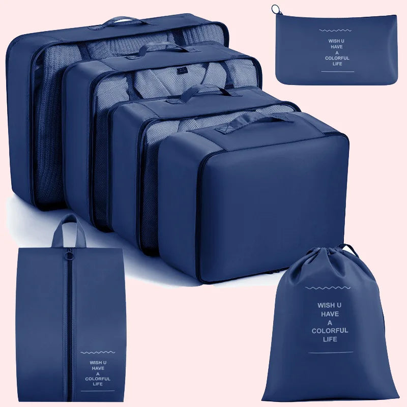 Multifunctional 7 Piece Packing Cube Travel Organizer