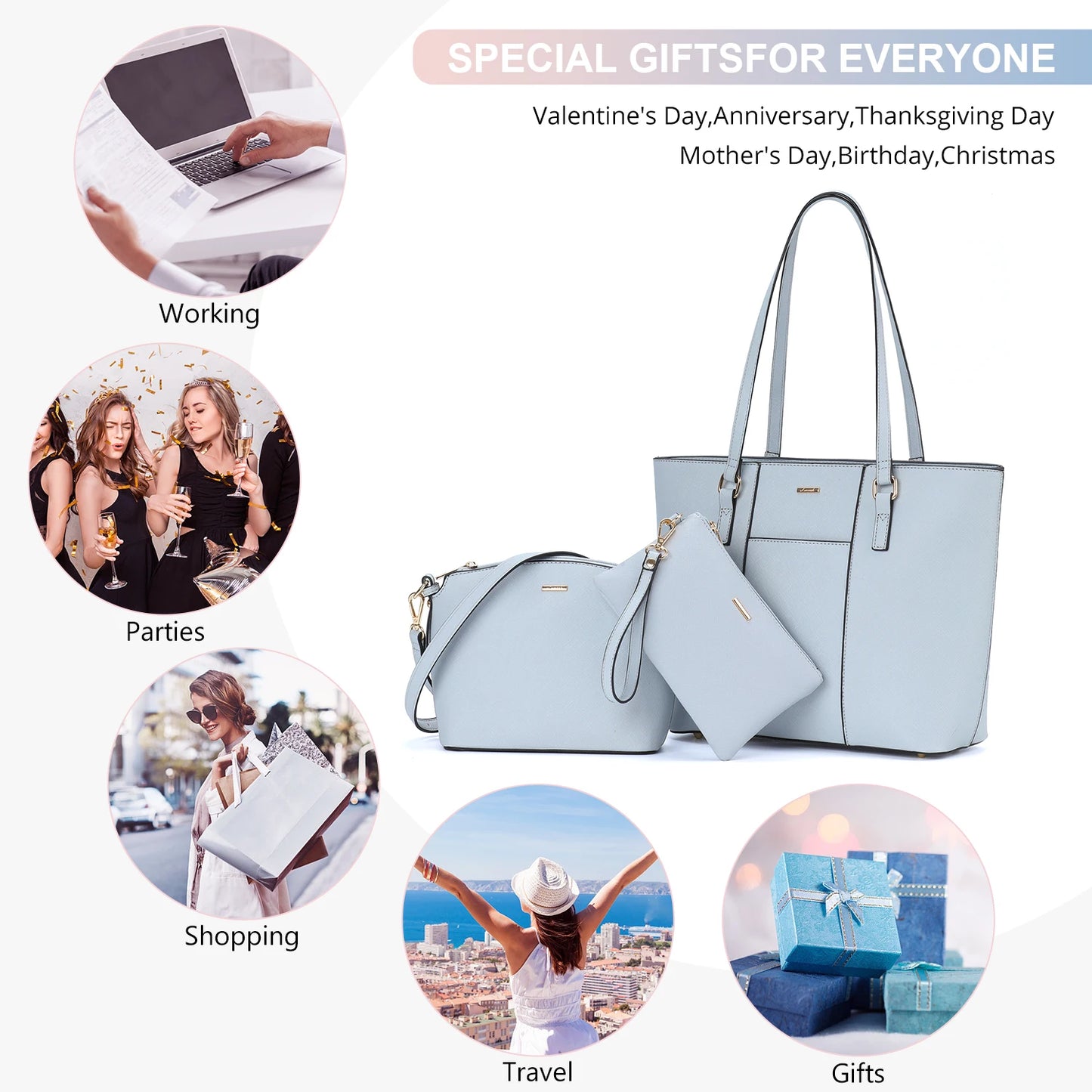 LOVEVOOK Tote Purse and Shoulder Bag With Matching Wallets Set