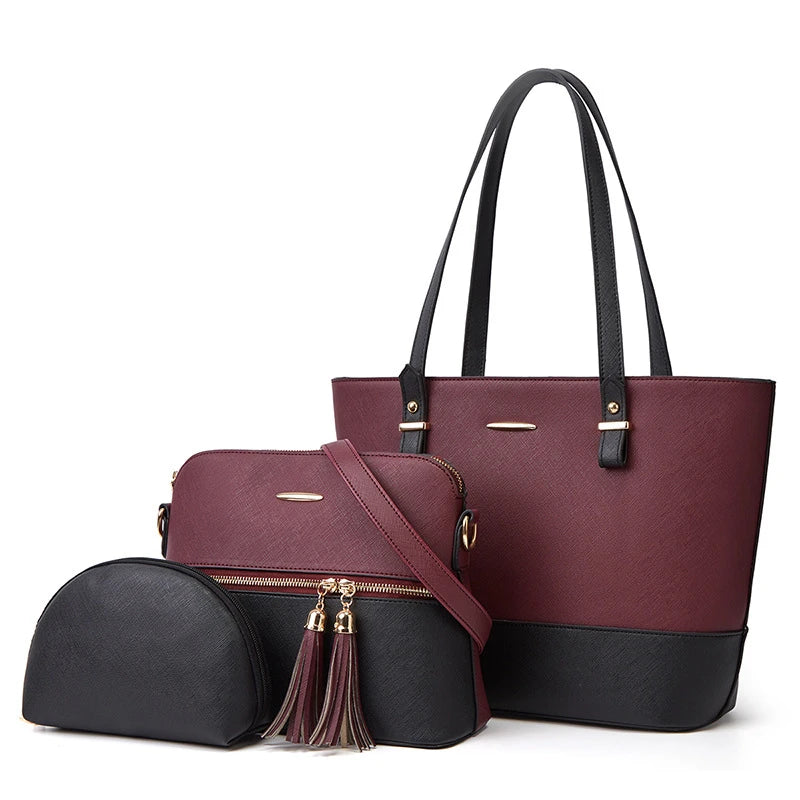 3 Piece PU Leather Handbag Set