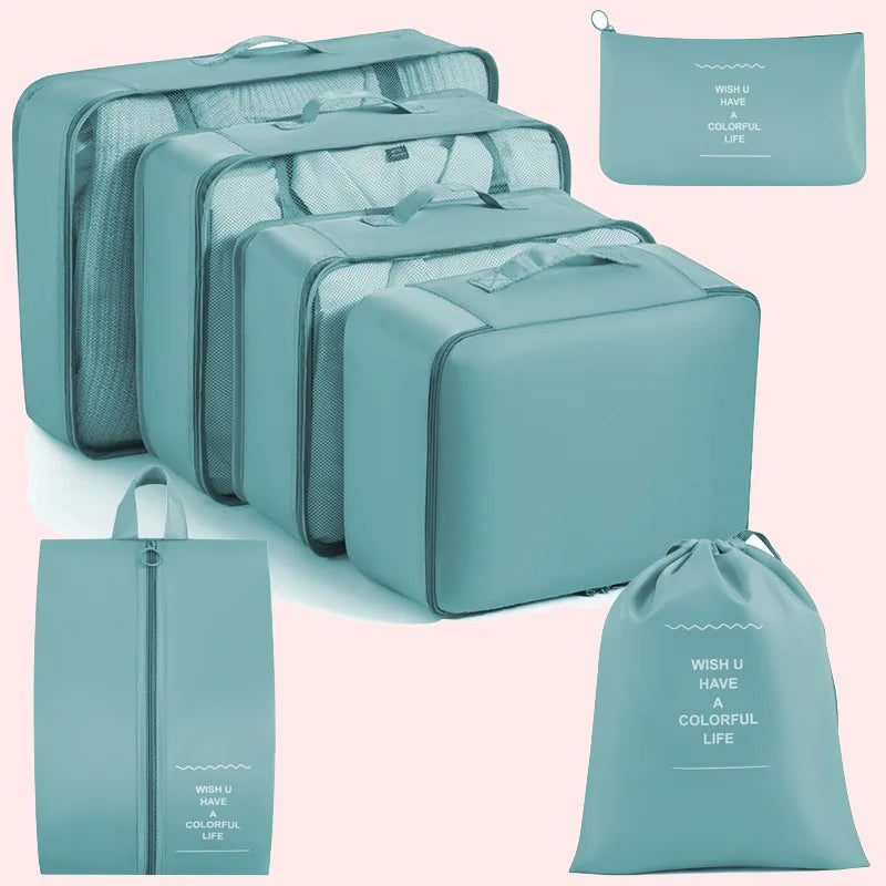 Multifunctional 7 Piece Packing Cube Travel Organizer