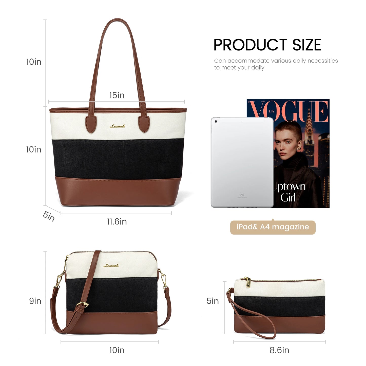 LOVEVOOK Designer PU Leather 3 Piece Set