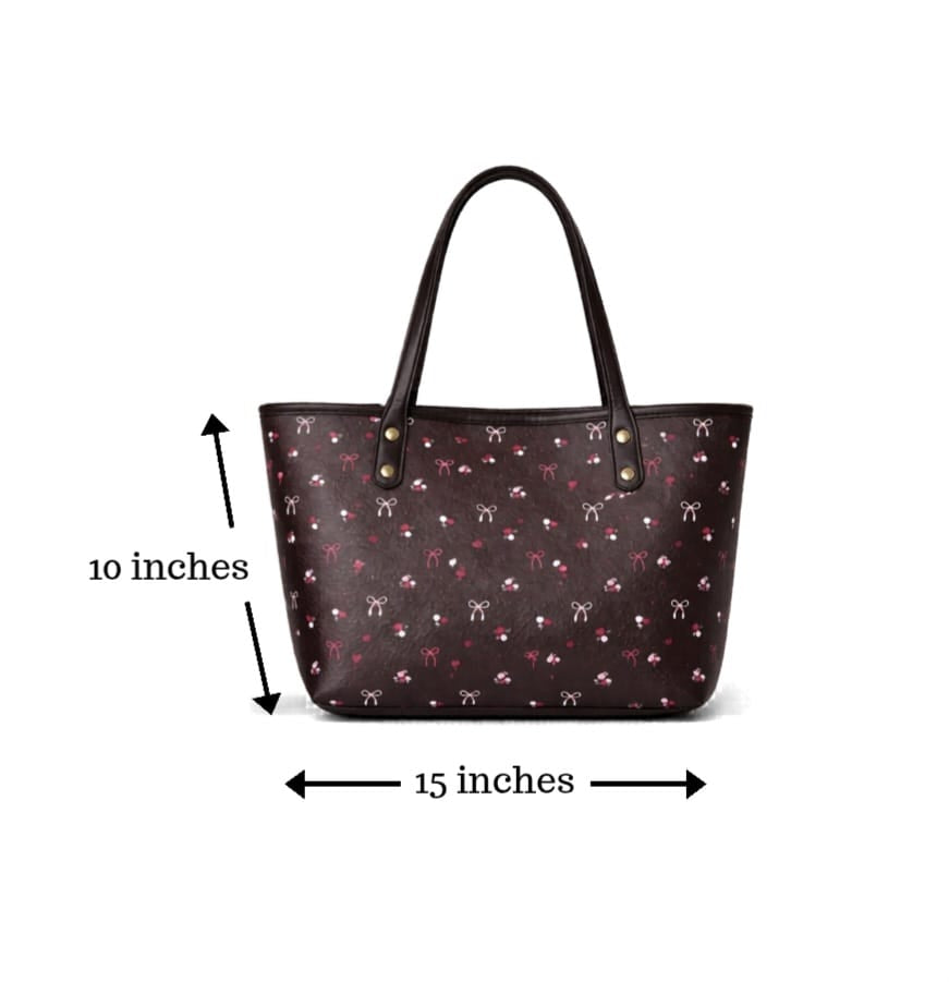 Elegant Polyester Bow Print Versatile Tote Bag Single Shoulder