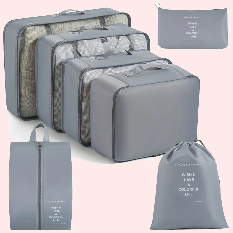 Multifunctional 7 Piece Packing Cube Travel Organizer