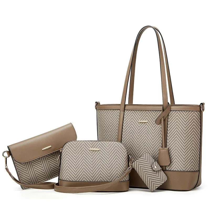 2026 Handbag Large Capacity 4 in 1 PU Leather Tote Bags for Women