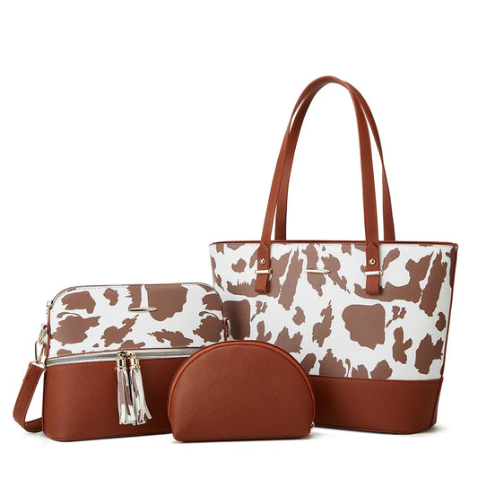Stylish PU Leather Women's Tote Three-piece Set