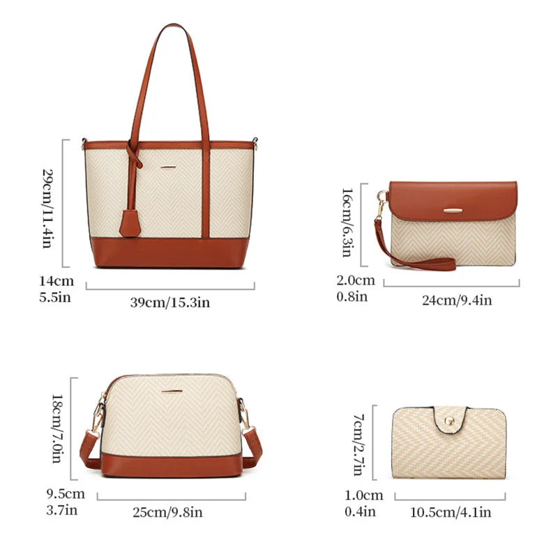 2026 Handbag Large Capacity 4 in 1 PU Leather Tote Bags for Women