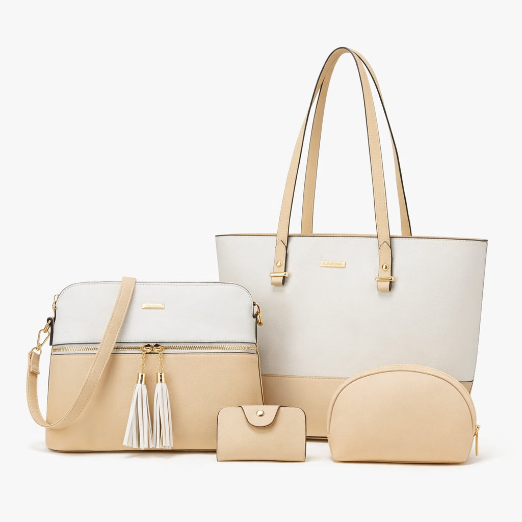 Two Tone 4 Piece Handbag Set