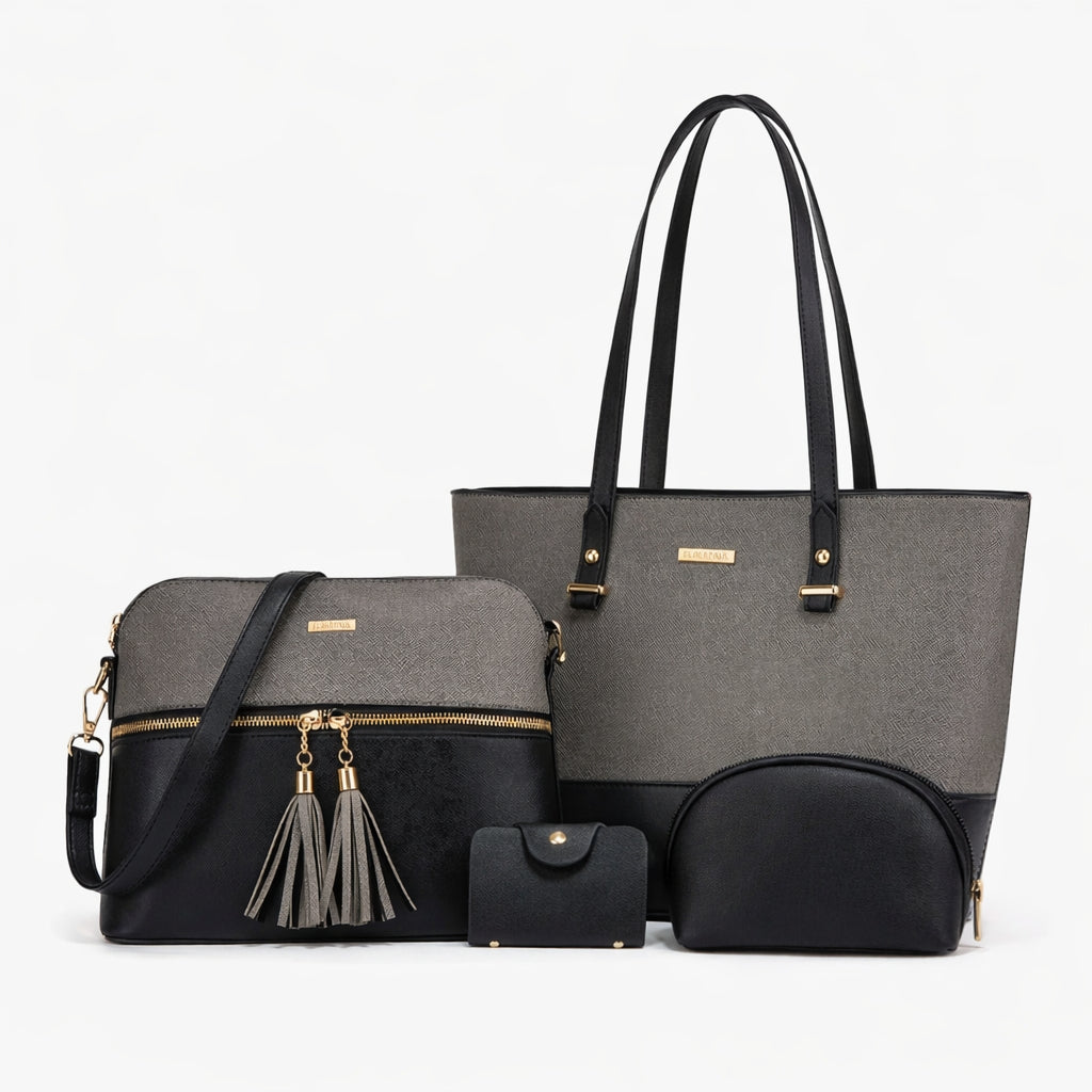 Two Tone 4 Piece Handbag Set