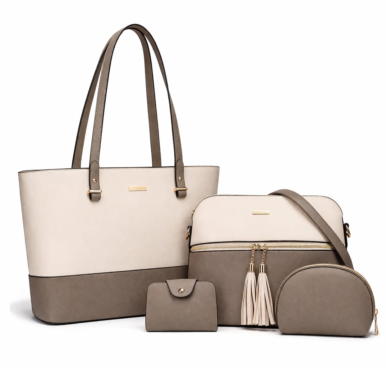 Two Tone 4 Piece Handbag Set