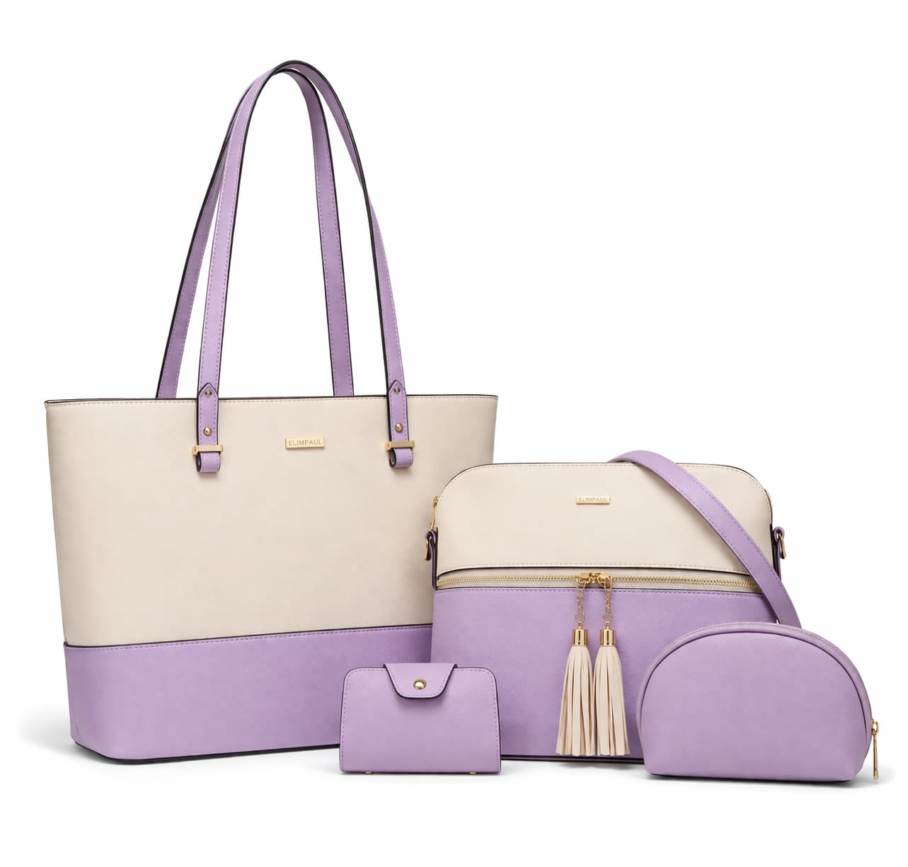 Two Tone 4 Piece Handbag Set