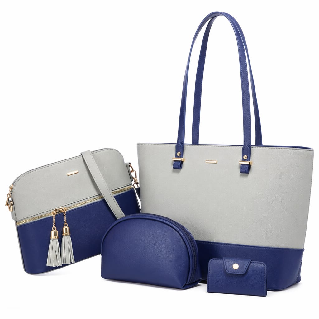 Two Tone 4 Piece Handbag Set